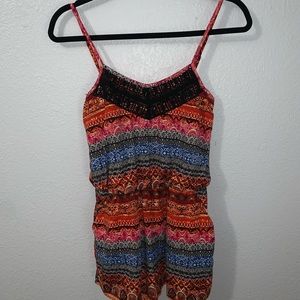 Juniors’ Colorful Romper Shorts Dress